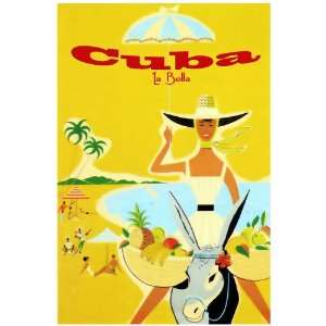 Cuba la bella  Travel poster. Deccor with Unusual images. Great wall 