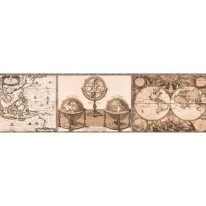  Antique Maps White Mural Style Wallpaper Border by 4Walls 