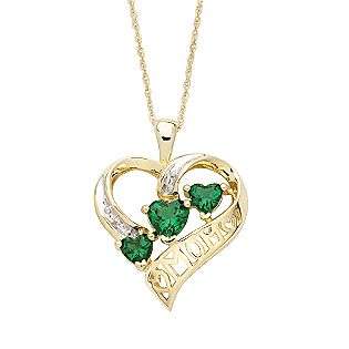 ! Lab Created Emerald Heart Pendant with Diamond Accents  Jewelry 