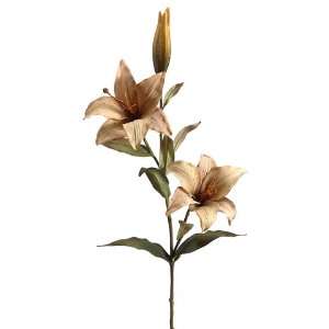  Faux 33 Large Lily Spray W/2 Flw. & 1 Bud Beige (Pack of 