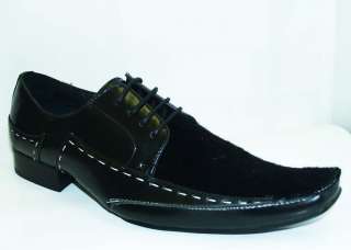 Italian Style Mens DANTE Furry Top Black Dress Shoe  