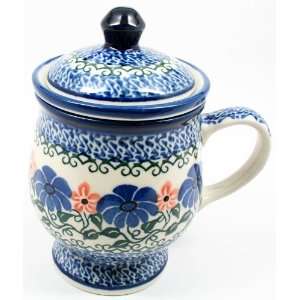 Polish Pottery 8oz Tea Cup w/ Infuser 