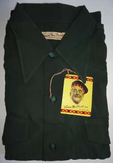   Donald MINT Never Used Mans Army Green Rayon Long Sleeve Shirt 1940s