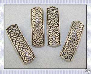 Hole Metal Sllider Beads #4 Curved Bangle Bars Dragon Skin Pattern 