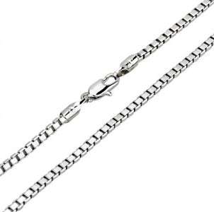 18K White Gold Box Chain Link 18 Ladies Necklace 2mm   N47  
