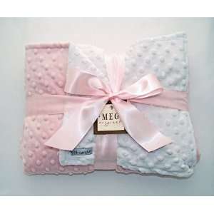  Pink & White Minky Dot Crib Blanket: Baby