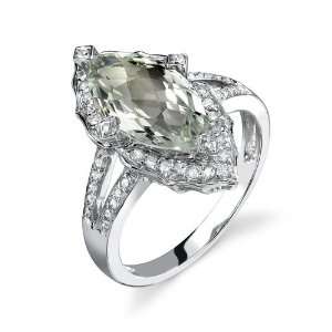  Marquise Green Amethyst Diamond Ring Jewelry