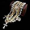   antique style jewellery multi strand beaded pearl long necklace LN11