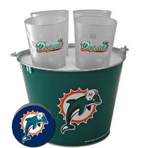  Miami Dolphins NFL Metal Bucket, Frost Resist Pint Glass 