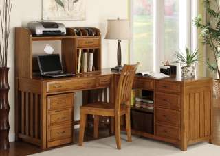 New Hampton Bay Home Office Oak Desk Set Hutch Corner Filler Credenza 