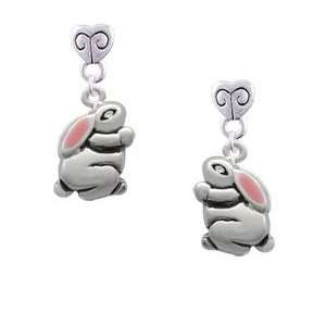   Silver Standing Bunny Mini Heart Charm Earrings: Arts, Crafts & Sewing