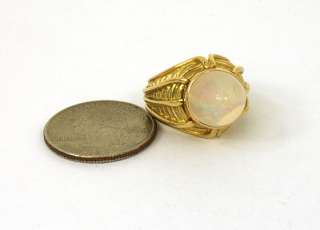 STUNNING 18K GOLD & MEXICAN OPAL LADIES BAND RING  