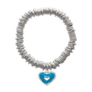  Enamel Swirl Heart with Beaded Border Silver Plated Charm  Jewelry