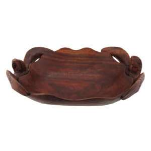 Carved Mahogany Sea Turtles Oval Centerpiece Bowl 