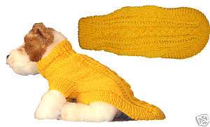 Hand Knit New Dog Pet Yellow Sweater Clothes XS/S=  