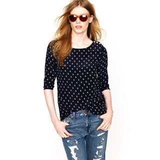 Scoopneck blouse in anchors aweigh   Tops   Women   J.Crew
