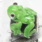4pc Green Frog sister Murano Glass bead fit European charm bracelet 