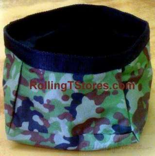 DOG PET FOOD BOWL TRAVEL COLLAPSIBLE CAMOUFLAGE  