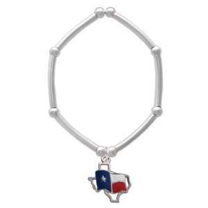  Texas Outline with Flag Tube Charm Bracelet Arts, Crafts 