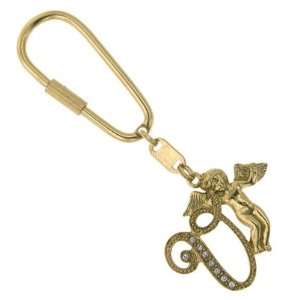  V Golden Angel Initial Key Ring: Jewelry