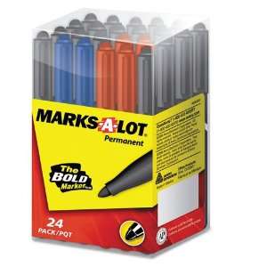 Marks A Lot® Pen Style Permanent Marker, Assorted, 24/ST 