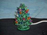 Lighted Ceramic Christmas Tree Green glaze  5 Inch New  
