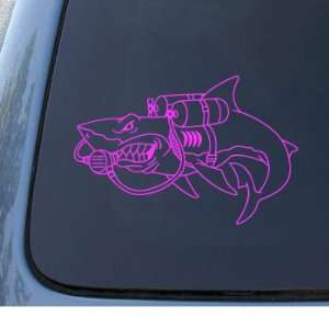 SCUBA SHARK   Diving   Vinyl Car Decal Sticker #1329  Vinyl Color 