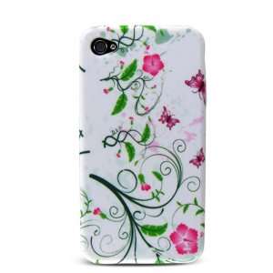   Flower Design Soft Silicone Skin Gel Cover Case for Apple Iphone 4 4g