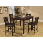   Wood Finish Counter Height Table Set with Smooth Cracked Glass Insert