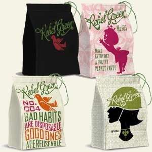  Rebel Green Reusable Lunch Bag w/ Napkin, Organic Cotton 