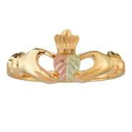 Black Hills Gold Tricolor 10K Gold Ladies Claddaugh Ring at 