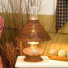   rusty TIN table lamp w/punched WILLOW shade /nice/ 