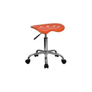    Vibrant Orange Tractor Seat and Chrome Stool: Home & Kitchen