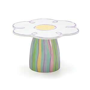  Daisy Cake Plate Ceramic Stripe Design Hot Spring Color 