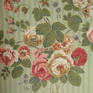   Floral Striped Thomas Strahan Designer Historic Victorian Wallpaper