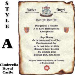 Royal CINDERELLA Renaissance Scroll Wedding Invitations  