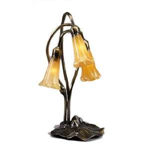  16H Amber Pond Lily 3 Light Accent Lamp