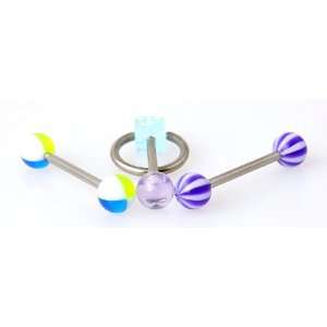  14g Surgical Steel Acrylic Tongue Rings: Jewelry