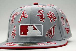 MLB All Team All Over Grey Red New Era Fitted Hat  