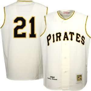  Pittsburgh Pirates #21 Roberto Clemente Home Natural Throwback Vest 