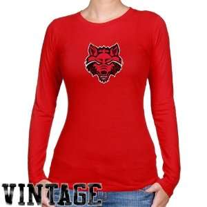 Arkansas State Red Wolves Ladies Red Distressed Logo Vintage Long 