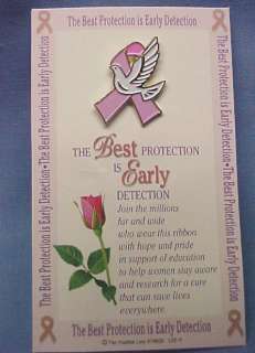 Breast Cancer Pink Ribbon White Hope Dove Lapel Pin NWT  