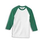 Anvil 5.4 oz. 3 4 Sleeve Raglan Baseball T Shirt   WHT KELLY GREEN   L