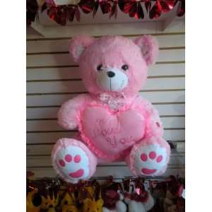    32 Valentine Pink Teddy Bear with I Love U Heart Toys & Games