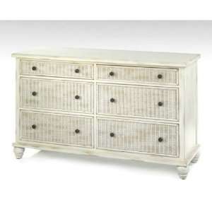 White Craft M216006 Cabbage Six Drawers Dresser in Weathered White 