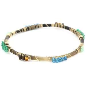   Amanda Sterett Penny Brown and Green Horn Bangle Bracelet: Jewelry