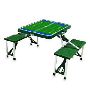 : Picnic Time Green with Football Field Design Portable Folding Table 
