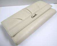 COACH HERITAGE LADIES LEATHER CHECKBOOK WALLET TAN / OFF  WHITE  