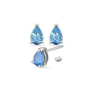  4.06 Ct Swiss Blue Topaz Stud Earrings in Platinum 