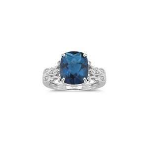  0.06 Cts Diamond & 4.37 Cts London Blue Topaz Ring in 14K 